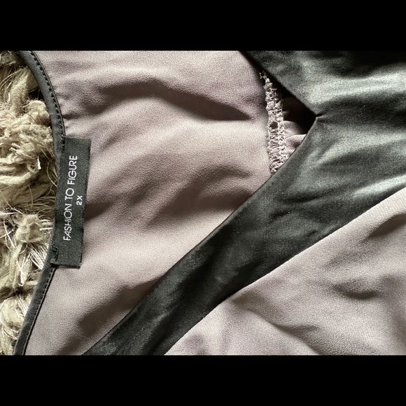 Plus sized casual shirt with pleather detailing. - Picture 2 of 3